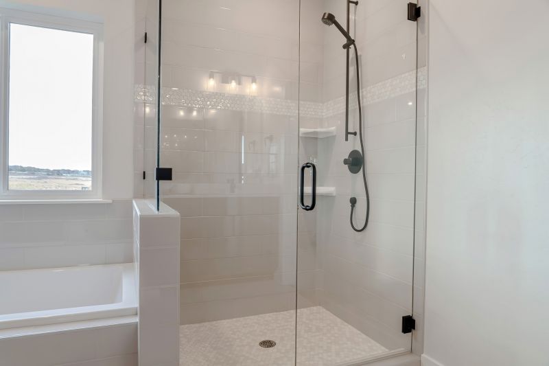 Open-Plan Shower with Black Framing